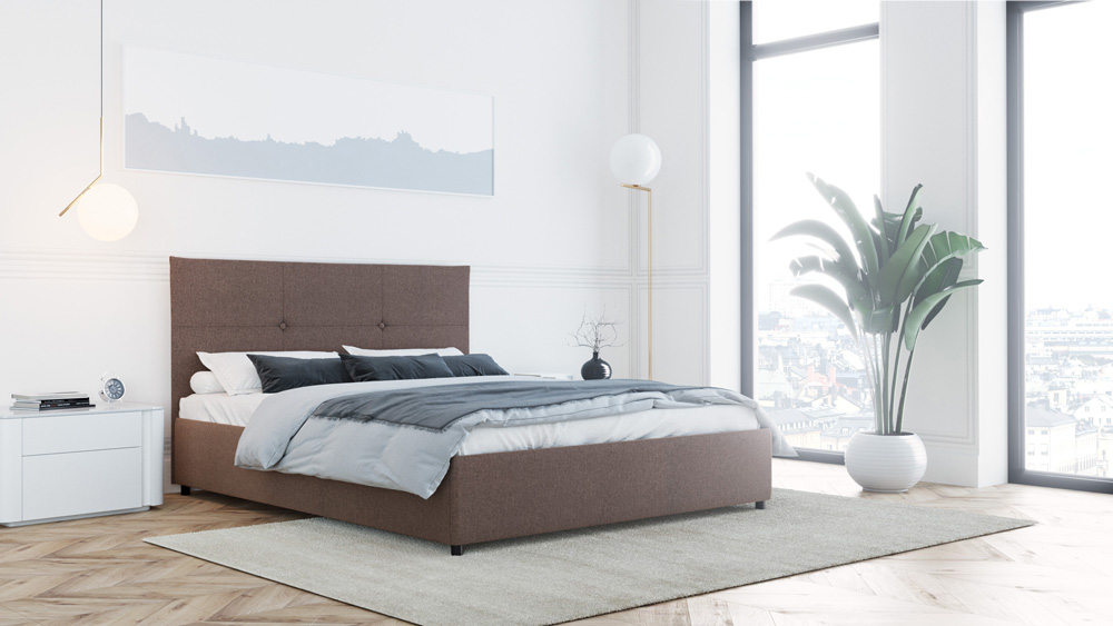 Кровать Дримлайн Визби (искусственный велюр/серый) 140х200